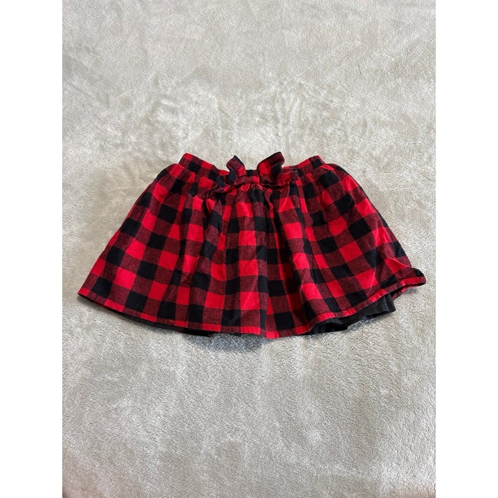 girls skirt buffalo plaid checkered holiday bow red black back to school party